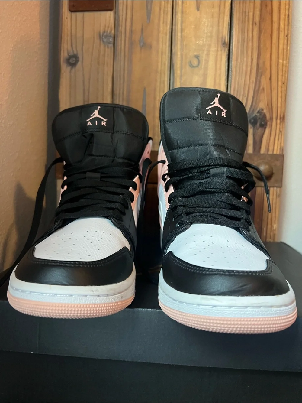 Nike Air Jordan 1 Mid Sneakers - Pink/Black/White